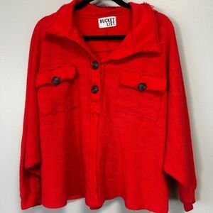 Bucket list over sized rough out style distressed long sleeve